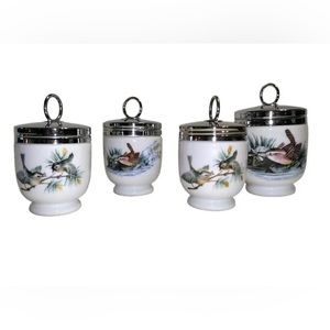 Vintage Royal Worcester Porcelain Set of 4 Egg Coddlers ~ Birds ~ Beautiful